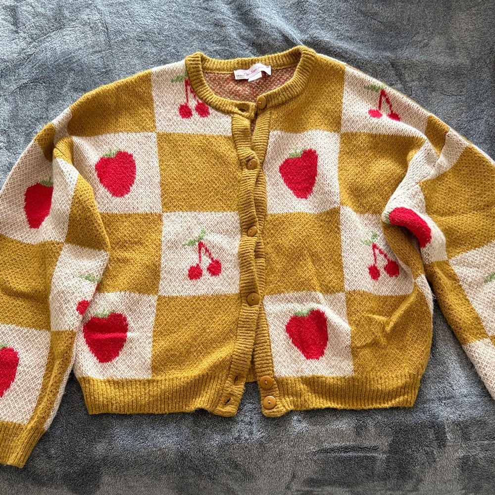 NWOT Lisa Says Gah Yellow and White Checkered Cardigan